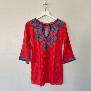 Sulu Collection Coral and Blue Tunic size 2 NWT
